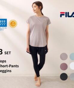 水陆两用健身服 女款 水陆两用训练服 3件套 上下装套装 T恤 短裤 紧身裤套装 修身 弹力 防紫外线 速干 大码 时尚 泳装 女士 健身服套装 瑜伽服套装 女款 简约 312061p