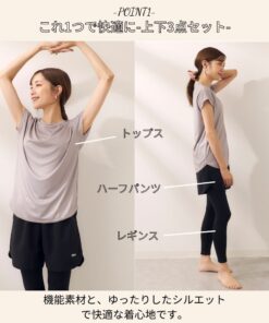 Alternative view of 水陆两用健身服 女款 水陆两用训练服 3件套 上下装套装 T恤 短裤 紧身裤套装 修身 弹力 防紫外线 速干 大码 时尚 泳装 女士 健身服套装 瑜伽服套装 女款 简约 312061p