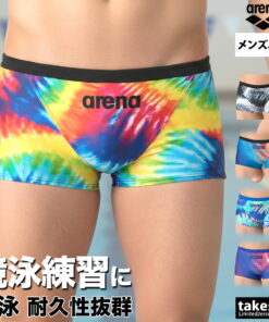 Arena 男士训练泳装 训练用 竞技泳装 竞技游泳 竞技游泳训练泳装 游泳 泳装 泳衣 Tough Suit 训练 短裤 盒式剪裁 扎染图案 arena AS6SWM14M 大码 有 运动服 训练服