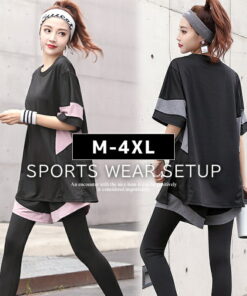 乐天排行榜第一名 女装运动套装 3件套 M-4XL 大码 瑜伽服 上衣 T恤 运动裤 跑步服 训练服 健身服