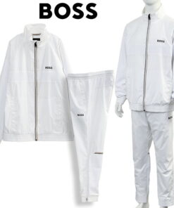 BOSS 套装 运动服 涤纶 × 格子针织拼接 50541286-100 WHITE 白色 BOSS 上下套装