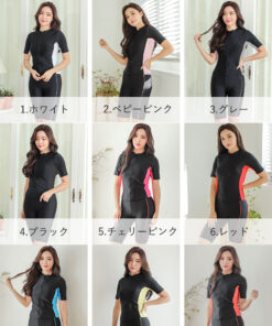 Alternative view of 高评分★4.43 女装泳装 健身泳装 分体式泳装 短袖 防卷边 健身房 泳池 竞技泳装 前拉链 2件套 大码 妈妈泳装 30多岁 40多岁 50多岁 成熟女性 可爱 人气 COTARON