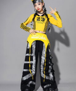黄色 女童 舞蹈服装 儿童 K-POP 女团 童装 嘻哈 黄色 长袖 上衣 露脐 运动风 黑色 卡其裤 格纹 裹身裙 Y2K 啦啦队 汇演 少年组 团体服 练习服 嘻哈 110-180 的另一种观点
