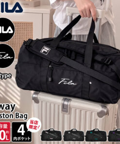 FILA 菲拉 3合1波士顿包 双肩包 大容量 约50L 轻便 单肩包 毕业旅行 小学生 初中生 高中生 林间学校 女士包 社团活动 集训 露营 1-2晚 女生 成人 运动包 旅行包 品牌 黑色 karlas特别定制款