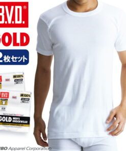 双件装！B.V.D. GOLD 圆领短袖衬衫 S,M,L,LL,3L,4L,5L,6L BVD 100%纯棉 内衣 男士内衣 素色白衬衫 g013-2p 棉质