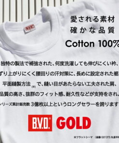 Alternative view of 双件装！B.V.D. GOLD 圆领短袖衬衫 S,M,L,LL,3L,4L,5L,6L BVD 100%纯棉 内衣 男士内衣 素色白衬衫 g013-2p 棉质