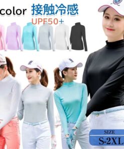 轻薄 高尔夫 防晒 打底衫 UPF50+ 高领 透气吸汗 女款 触感清凉 防紫外线 高尔夫服装 弹力 速干