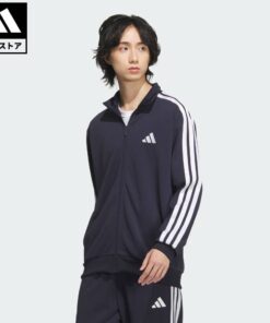 阿迪达斯 adidas 可退货 休闲风 三条纹 常规版型 双层针织 运动夹克 运动服 男士服装 运动衫 蓝色 JV6978 运动夹克