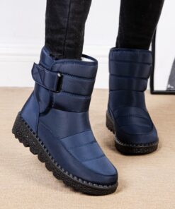 Alternative view of 雪地靴 雪地鞋 雨靴 短款 女款 厚底 平底 厚底鞋 内衬毛绒 内衬绒面 保暖 防滑 防水 魔术贴