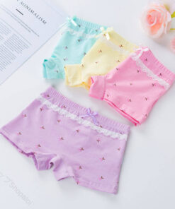 女童短裤4件套 女童内衣 蕾丝边 衬裤 安全裤 纯棉 贴身内衣 内裤 圆点图案 樱桃图案 猫咪图案 家居服 简约 休闲 可爱 舒适 透气 弹性 时尚 适合日常穿着 质地柔滑 触感柔软 不易起球