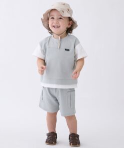 petit main 拼接剪裁套装 Narumiya Online 上衣 套装 蓝色 米色 绿色