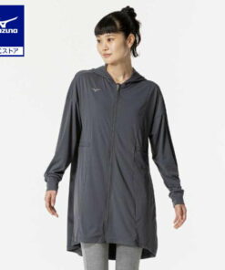 美津浓官方 弹力平纹连帽衫 女款 深灰色 清仓 训练服