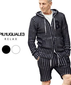 1PIU1UGUALE3 RELAX 1PIU1UGUALE3 RELAX 3字标大格纹拉链连帽卫衣&短裤套装 上下套装 套装 男士 家居服 春夏 短裤