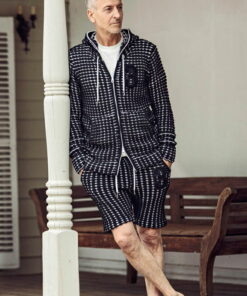 Alternative view of 1PIU1UGUALE3 RELAX 1PIU1UGUALE3 RELAX 3字标大格纹拉链连帽卫衣&短裤套装 上下套装 套装 男士 家居服 春夏 短裤