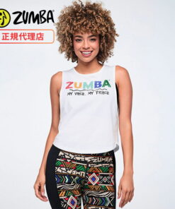 ZUMBA 正品 女装 无袖背心 上衣 品牌标识 圆领下摆 健身 运动 舞蹈 瑜伽 运动服 ZUMBA运动服 白色 S3