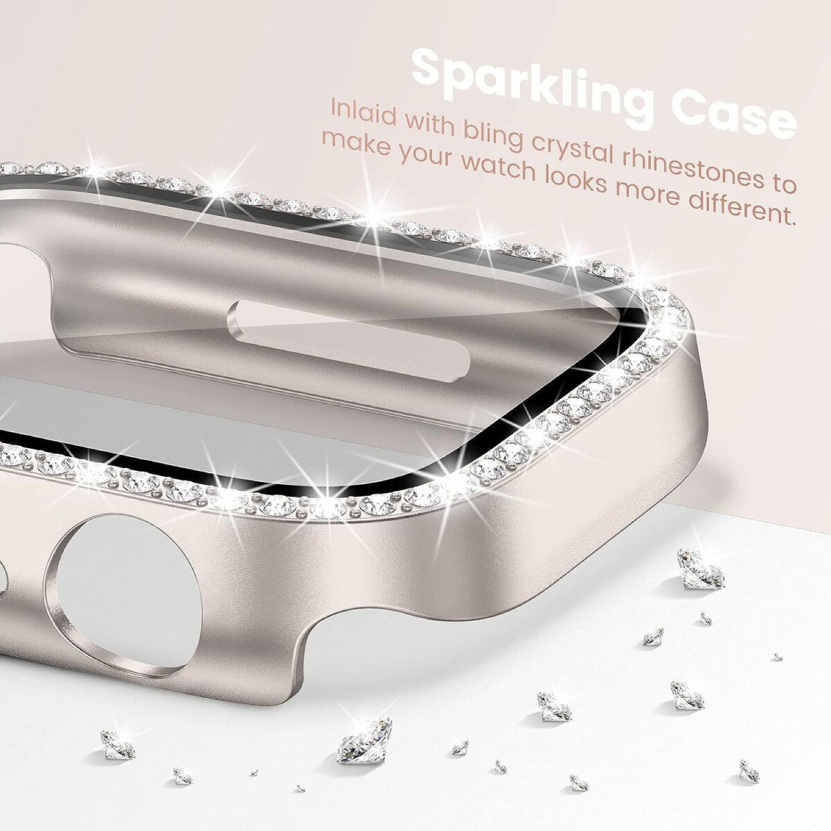 Apple Watch 表壳 屏幕保护 表套 闪亮款 Apple Watch 水钻 系列 SE SE2 SE3 11 10 9 8 7 6 4 5 高级款 42mm 46mm 40mm 44mm 41mm 45mm 女士款 时尚 可爱 钻石 奢华 - 图片 2