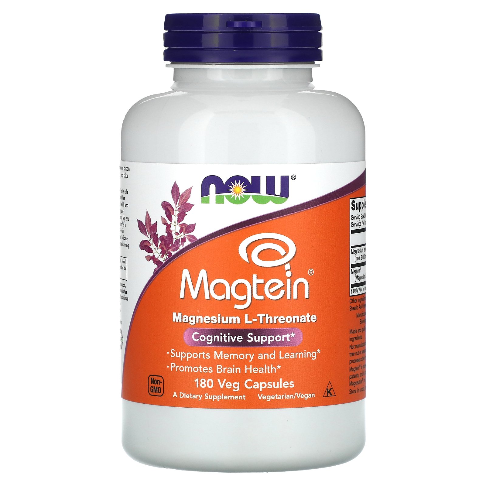NOW Foods Magtein NOW Foods Magtein 镁 L-苏氨酸镁 矿物质 矿物质补充剂 营养补充剂 素食胶囊 180粒