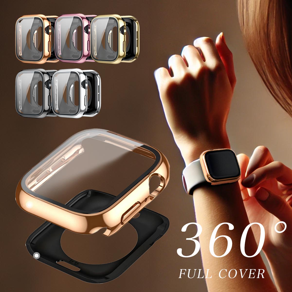 Apple Watch 保护壳 闪亮款 Series 11/10/9 表壳 Apple Watch 保护壳 防水 Apple Watch 46mm/42mm/49mm Apple Watch 可爱 时尚 全面保护 男士 女士 40mm/41mm/42mm/44mm/45mm 钢化玻璃 超薄款
