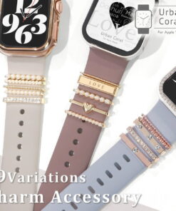 Apple Watch 挂饰 配件 表带 珍珠 立方氧化锆 心形 月亮 十字架 闪亮 女款 时尚 硅胶 Apple Watch 38mm 40mm 41mm 42mm 44mm 45mm 46mm 49mm Series 11 10 9 8 7 6 5 4 3 2 1 SE