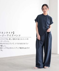 亚麻质感 宽松阔腿裤 女装 下装 简约风 松紧腰头 速干 防晒 防皱 适合娇小身材/高挑身材 再生聚酯纤维 环保 2025春夏 春 夏 秋 PM PL S M L LL TM 可机洗 for/c フォーシー 的另一种观点