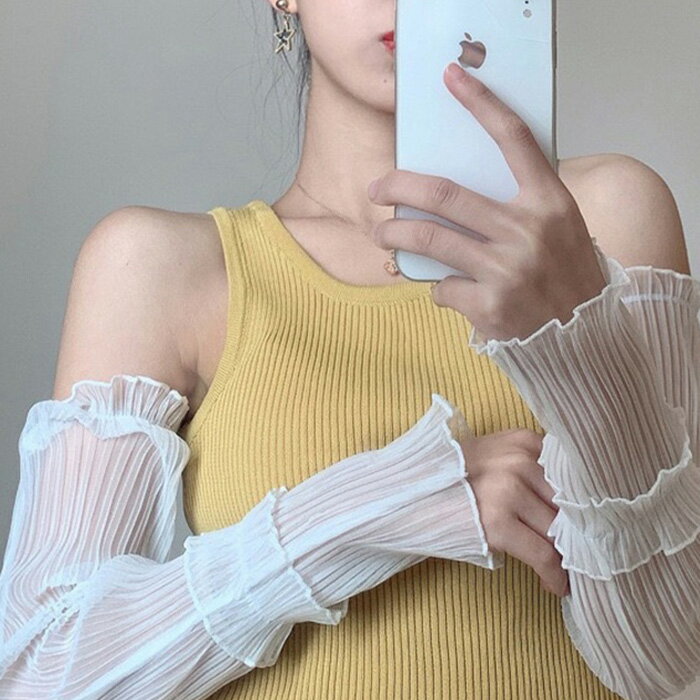 防晒袖套 强效防晒 女士防晒袖套 可爱 吸汗速干 护臂套 夏季 蕾丝图案 透气 防晒 防紫外线 韩式时尚 可爱 精致 时尚 韩系 休闲 春夏秋冬 - 图片 3