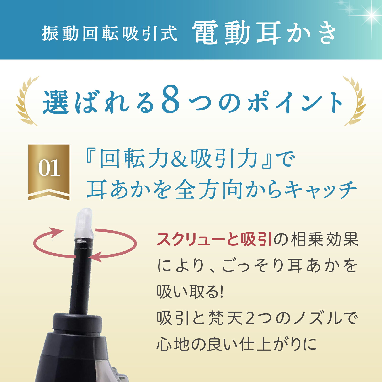 电动耳勺 吸力 清洁 耳垢 LED USB 充电 清洁器 耳部护理 自动翻转 专为耳朵设计 最长365天保修 - 图片 2