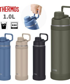 Thermos 1升保温杯 支持洗碗机 真空隔热运动水壶 FJU-1000 不锈钢杯 仅限保冷 带手柄 运动饮料 儿童 成人 儿童款 宽口 螺旋盖 学校 运动 健身房 直接饮用 社团活动 运动