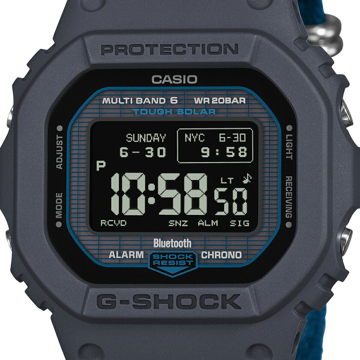G-SHOCK 5600系列 废弃渔网再生材质 编织表带 GW-BX5600CBG-2JR 男士手表 电波太阳能 蓝牙 数字 方形 MIP液晶屏 日本国内正品 卡西欧 - 图片 3