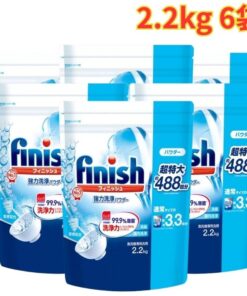 Finish 洗碗粉 2.2kg 6袋 洗碗机专用洗涤剂 粉末 惊人的清洁力 除菌 大容量