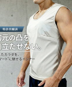 不显乳头 防透 内衣 男士 乳头贴 男用 遮盖乳头 隐形 防透 防透对策 健身 运动 跑步 训练 运动 防摩擦 米色 贴身衣 无袖背心 背心 CAPTAINCORE