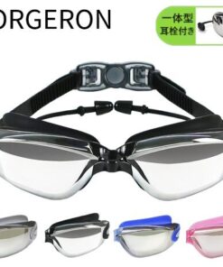 FORGERON 镜面泳镜 附耳塞 防雾处理 游泳眼镜 泳池 海滩 镜面泳镜 水中 竞技游泳 游泳 男士 女士 男女通用 儿童 无收纳盒