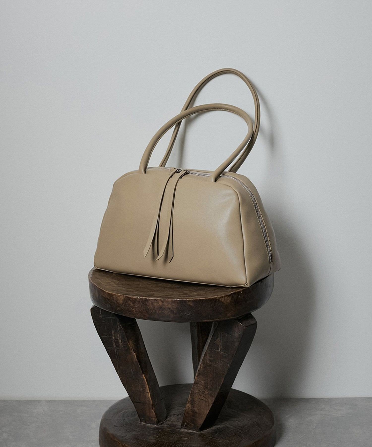 SALON adam et rope' 拼色皮革中号波士顿包 2 / 轻便 SALON adam et rope' 包 波士顿包 黑色 棕色 米色 - 图片 3
