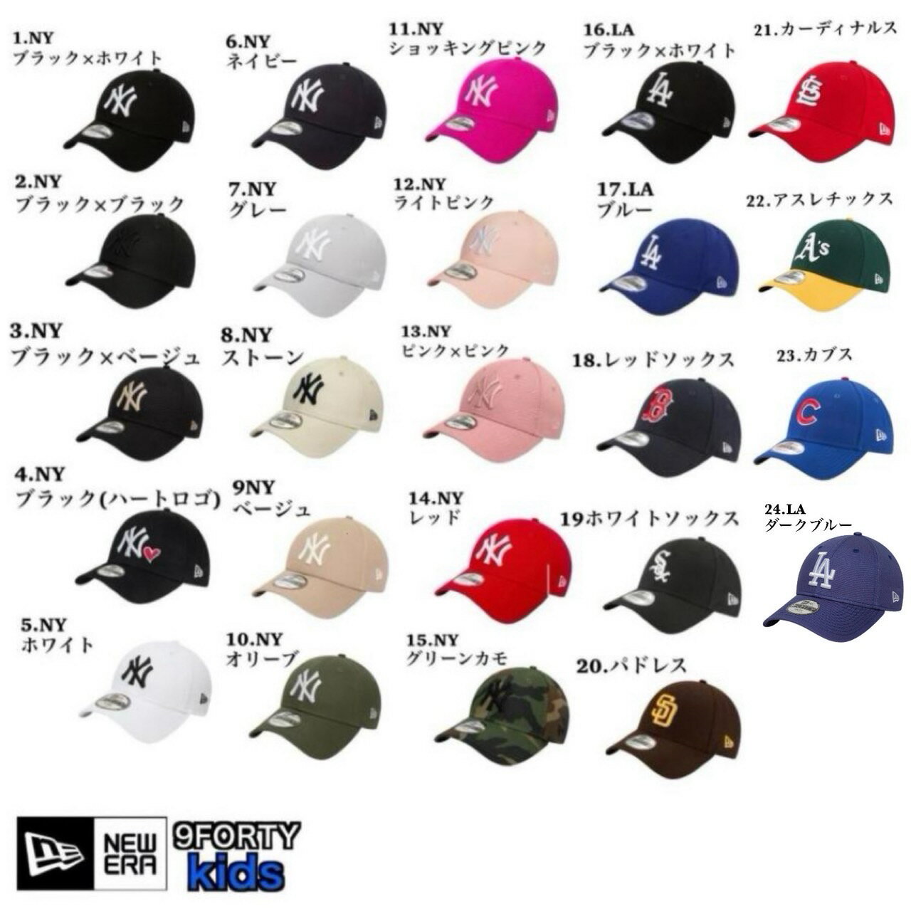 New Era 儿童/青少年 9FORTY 儿童款 可选 扬基队 道奇队 940 棒球帽 NEWERA 9FORTY CHILD/YOUTH - 图片 2