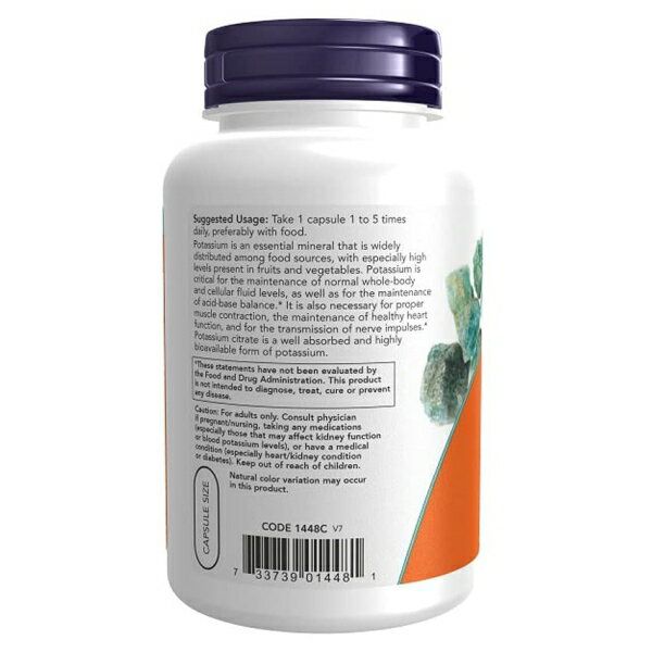 NOW Foods 柠檬酸钾 99mg 180粒 NOW Foods Potassium Citrate Capsules Potassium Citrate 99mg 180capsules 胶囊 健康补充剂 营养补充剂 海外 美国 - 图片 3