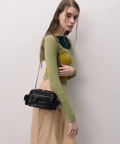 CHARLES & KEITH Duo 杜奥 格纹斜挎包 查尔斯与凯斯 包 斜挎包·腰包 黑色
