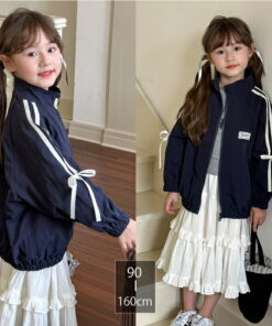 带蝴蝶结 条纹夹克 女童 青少年 女童装 童装 春秋季 幼儿园上学 校服 外套 亲子装 亲子搭配 可爱 时尚 90cm 100cm 110cm 120cm 130cm 140cm 150cm 160cm r017