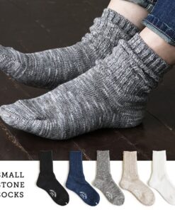 SMALL STONE SOCKS 小石头袜 袜子 罗纹编织 不紧绷 透气 不易滑落 亚麻混纺 亚麻 棉 日本制造 纯色 七分袜 S M 女款 男款 时尚 帕蒂