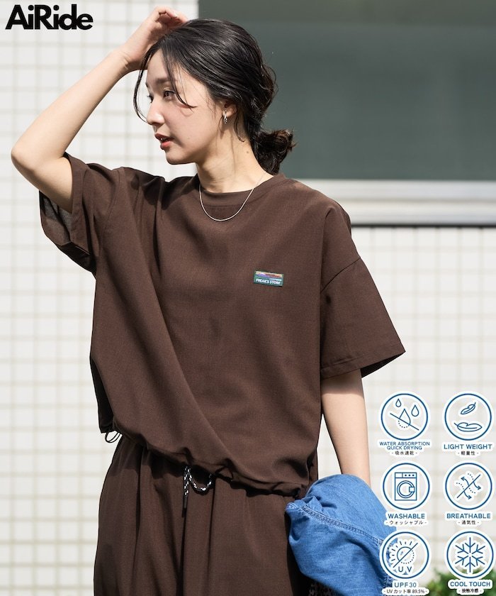 FREAK'S STORE 限定发售 AiRide 短袖T恤套装 FREAK'S STORE 上装 针织衫/T恤 棕色 粉色 黑色 米色 绿色 藏青色 - 图片 3
