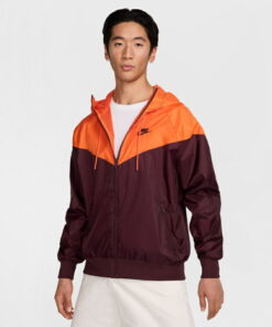 最高立减10%优惠券 耐克 男士 风衣连帽夹克 NSW HE WR 编织连帽夹克 DA0002 652 连帽外套 运动服 ： 勃艮第红×橙色 NIKE