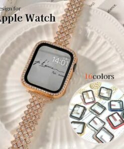 Apple Watch 表壳 闪亮款 Apple Watch 表壳 保护壳 适用于所有系列 Apple Watch 抗冲击 42mm 46mm 41mm 45mm 40mm 38mm Series 11 10 9 8 7 6 5 轻薄 时尚 钻石光泽 钢化玻璃